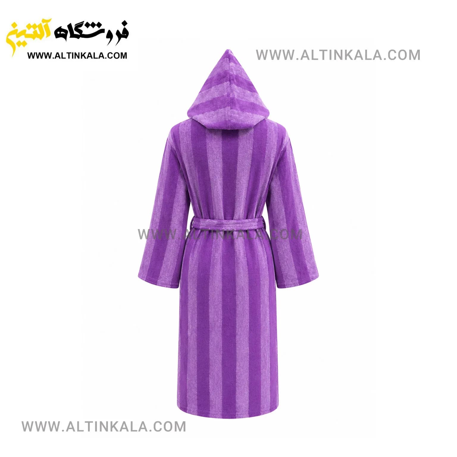 حوله پالتویی ماندگار طرح ملانژ بنفش سایز L — تصویر ۲