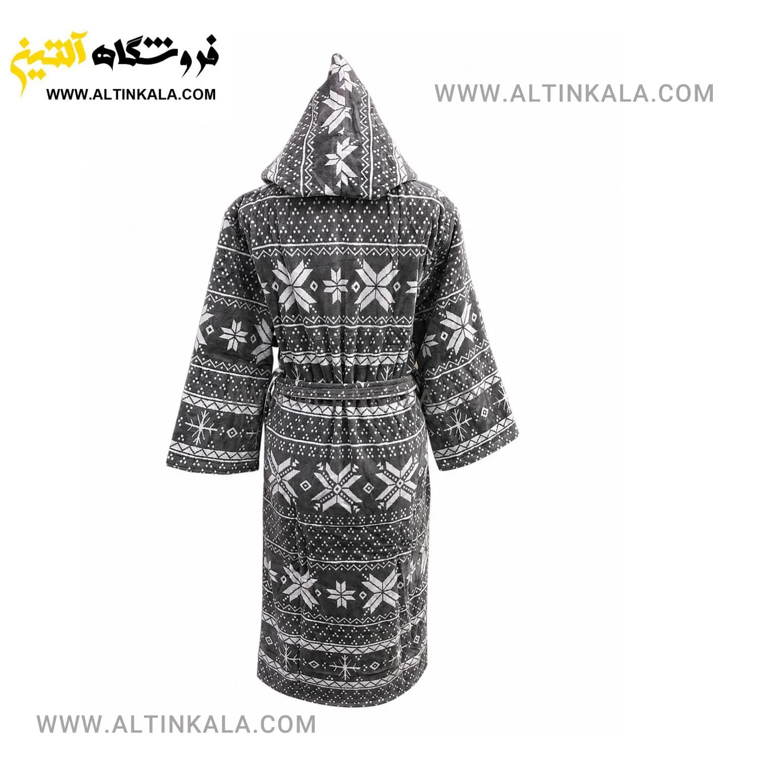 حوله پالتویی ماندگار طرح برف طوسی سایز L — تصویر ۲
