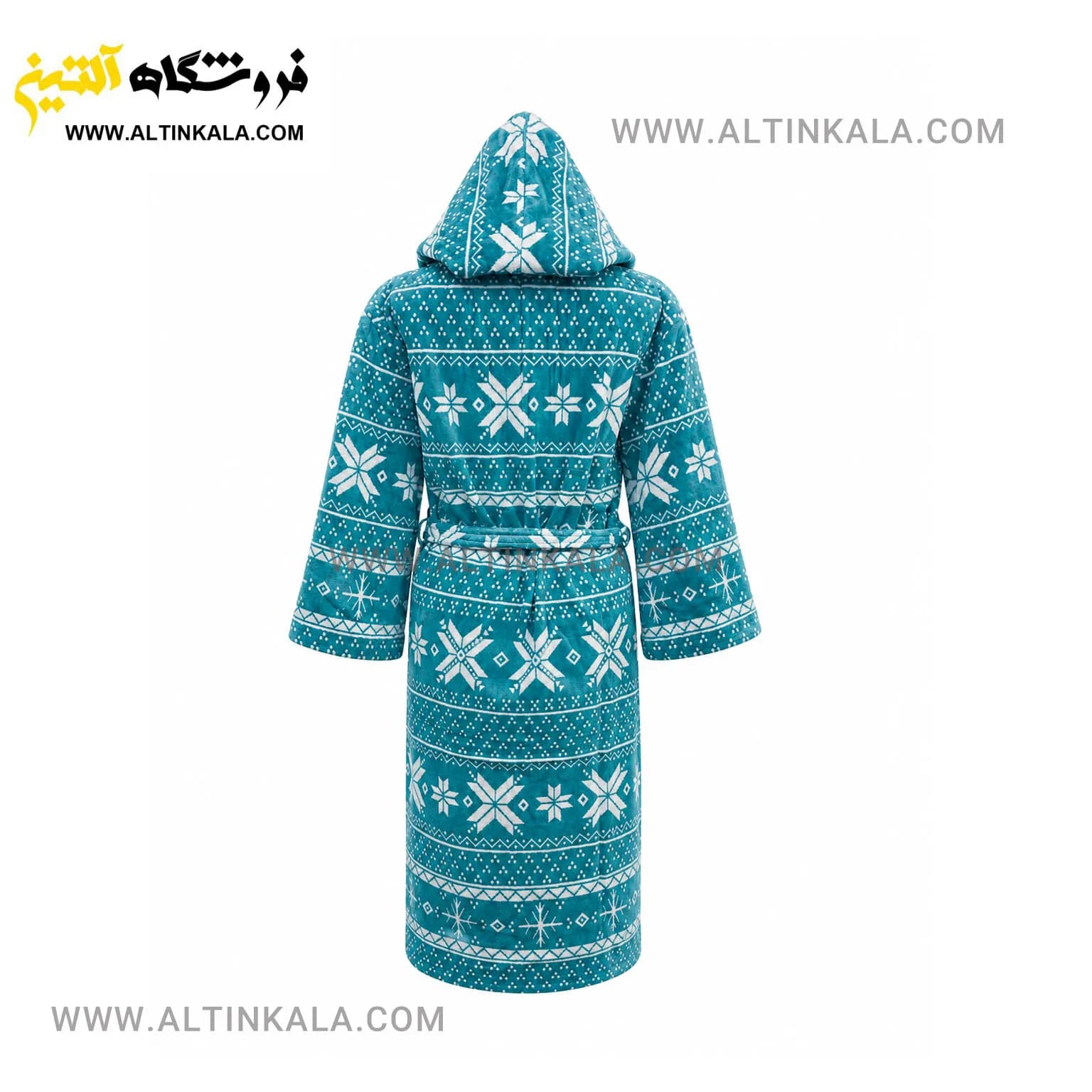 حوله پالتویی ماندگار طرح برف سبز بنتونی سایز L — تصویر ۲