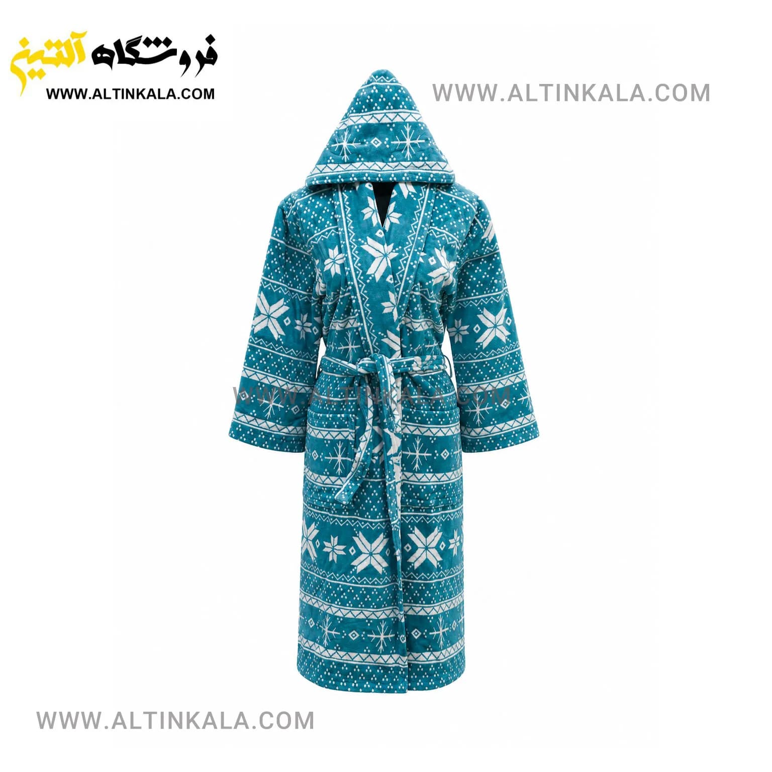 حوله پالتویی ماندگار طرح برف سبز بنتونی سایز L
