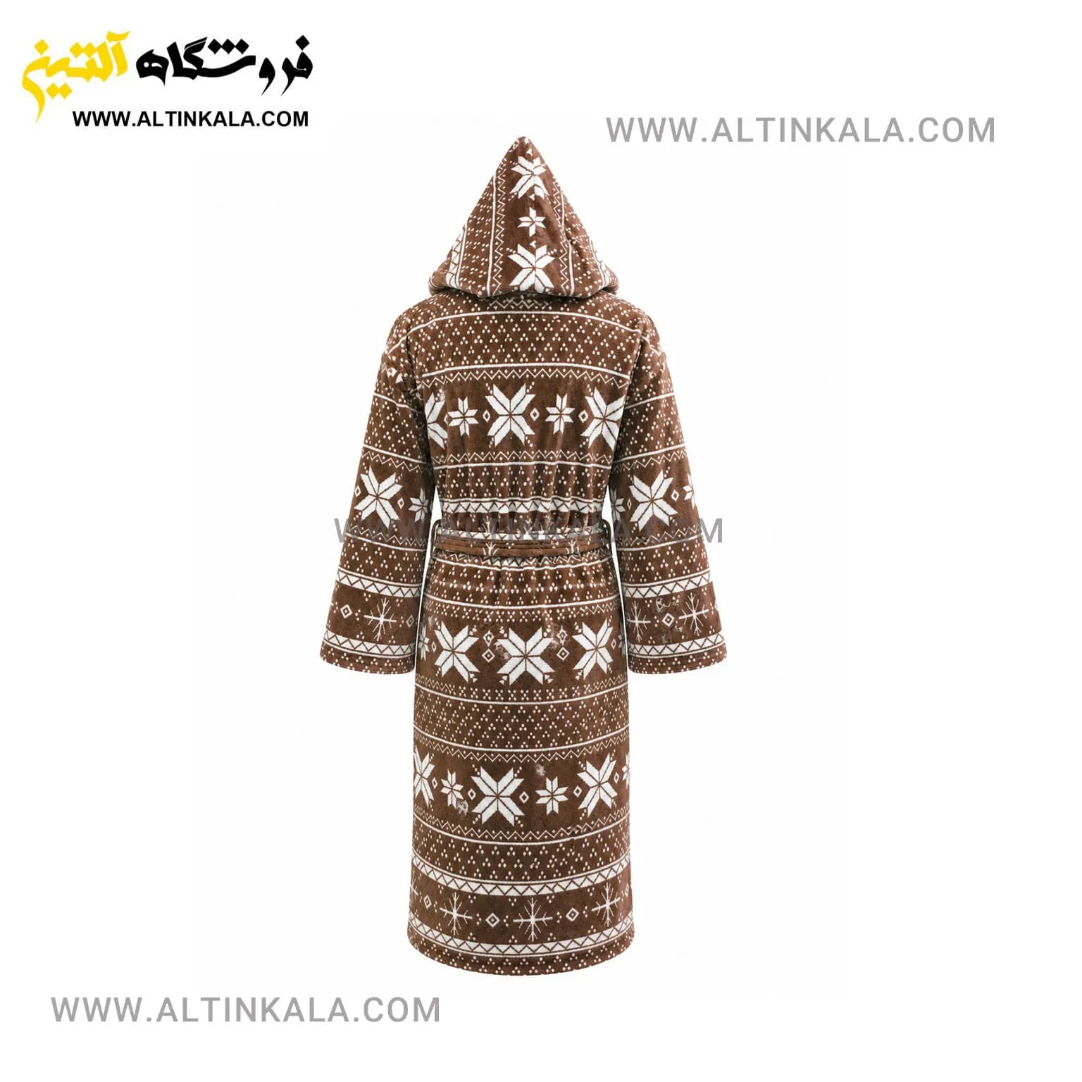 حوله پالتویی ماندگار طرح برف شکلاتی سایز L — تصویر ۲