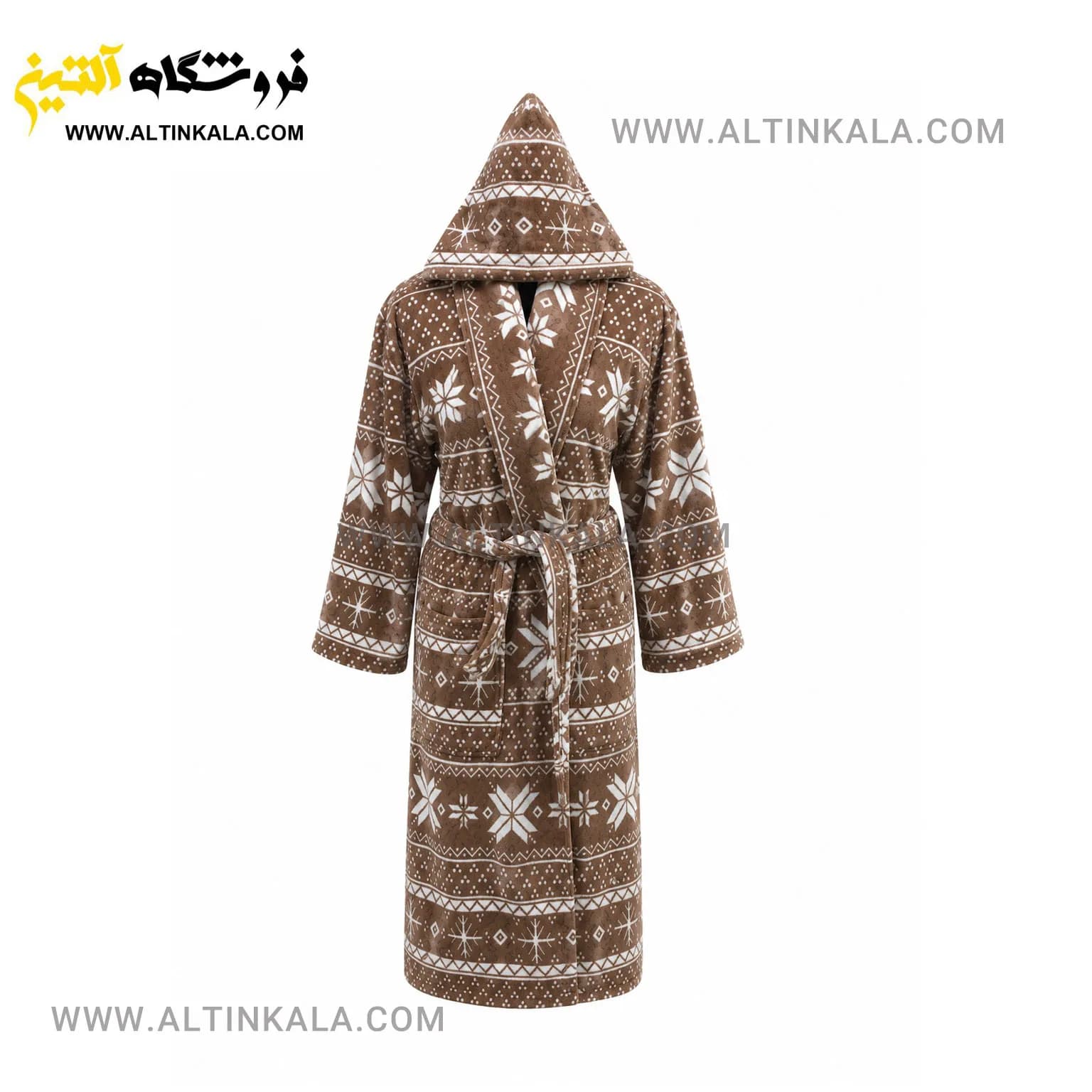 حوله پالتویی ماندگار طرح برف شکلاتی سایز L