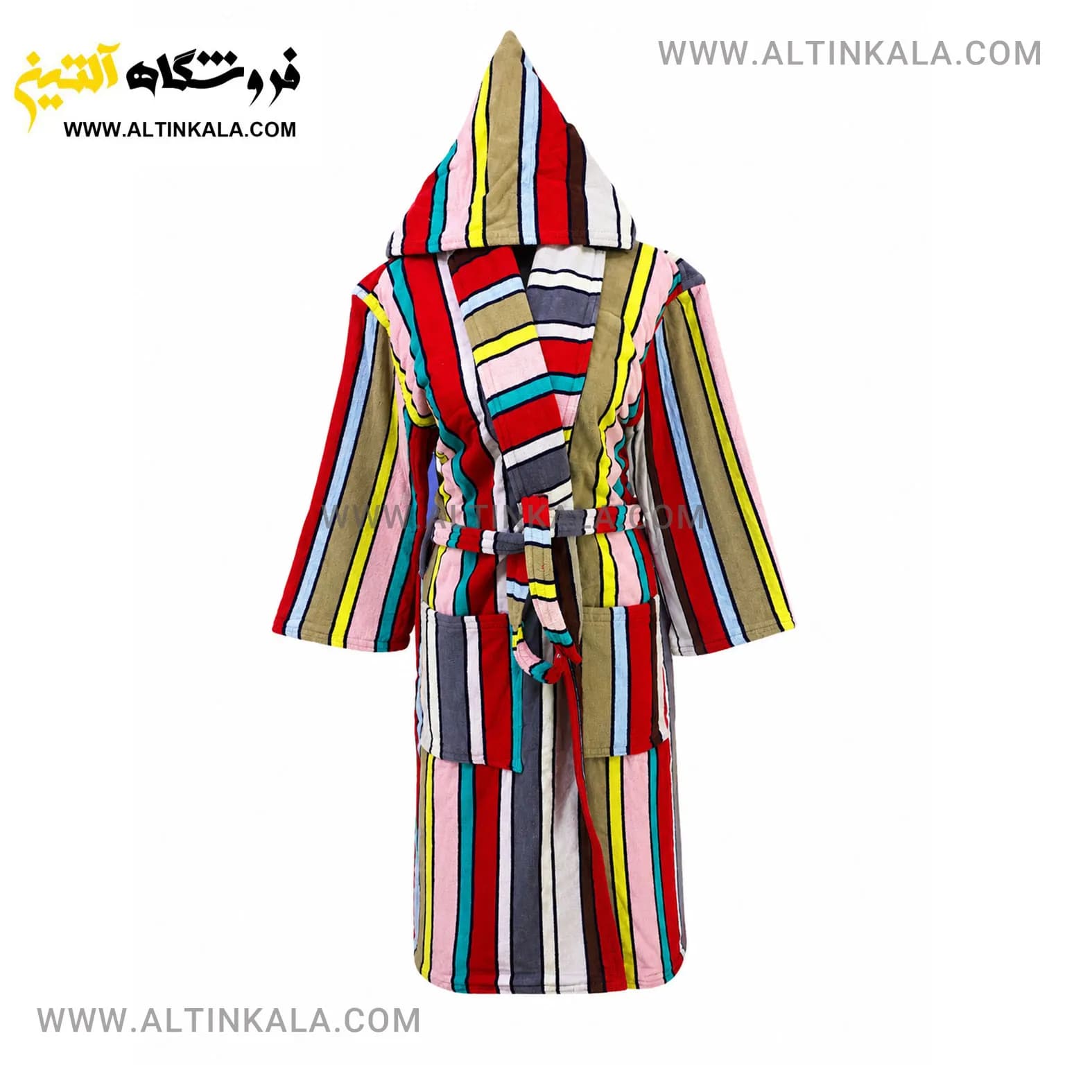 حوله پالتویی ماندگار طرح راه راه قرمز سایز L