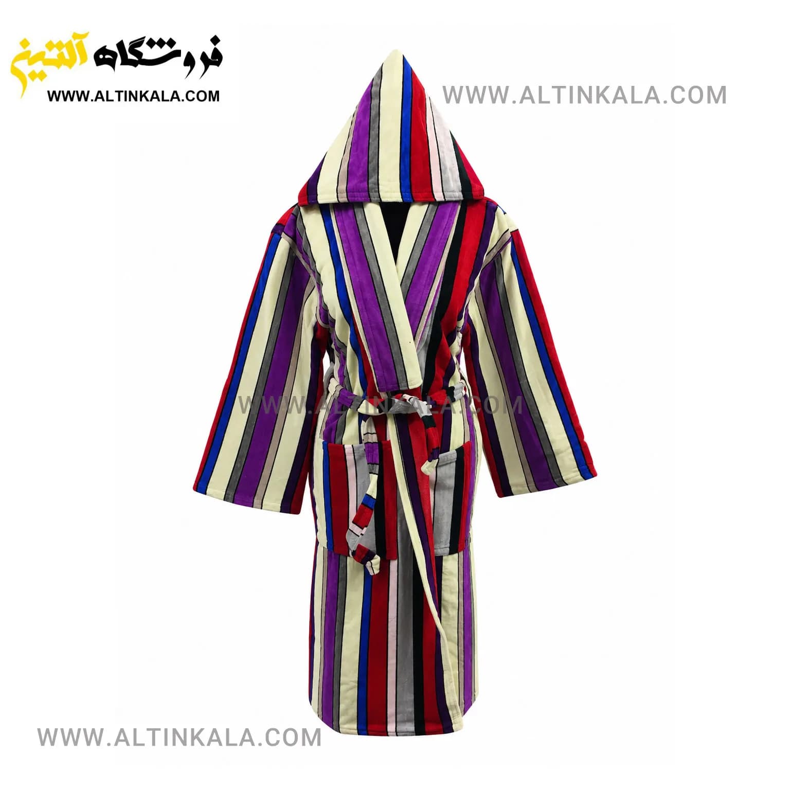 حوله پالتویی ماندگار طرح راه راه استخوانی سایز L