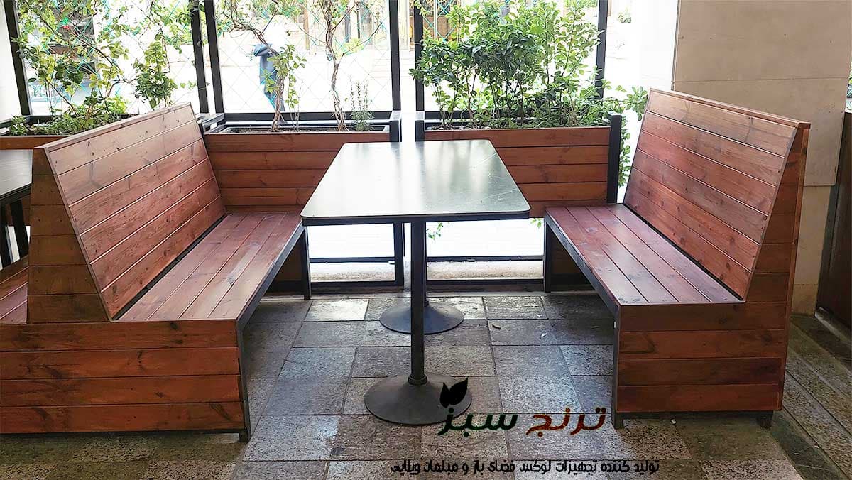 نیمکت دو طرفه با فلاورباکس رستورانی — تصویر ۲