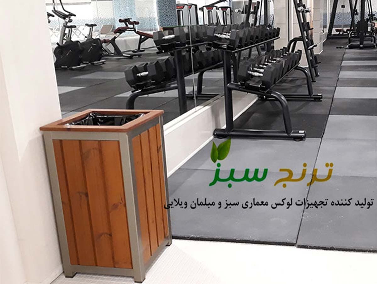 سطل زباله پارکی چوبی مدل رز — تصویر ۴