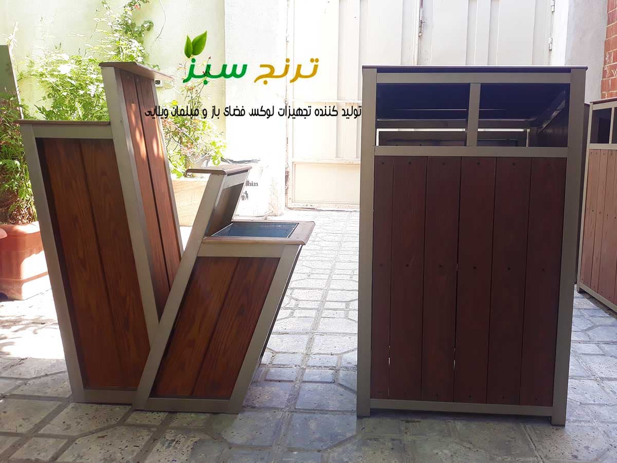 سطل زباله پارکی چوبی مدل مکث — تصویر ۶