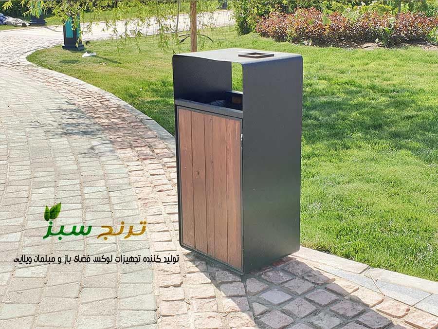سطل زباله باغی چوب و فلز مدل ساوانا