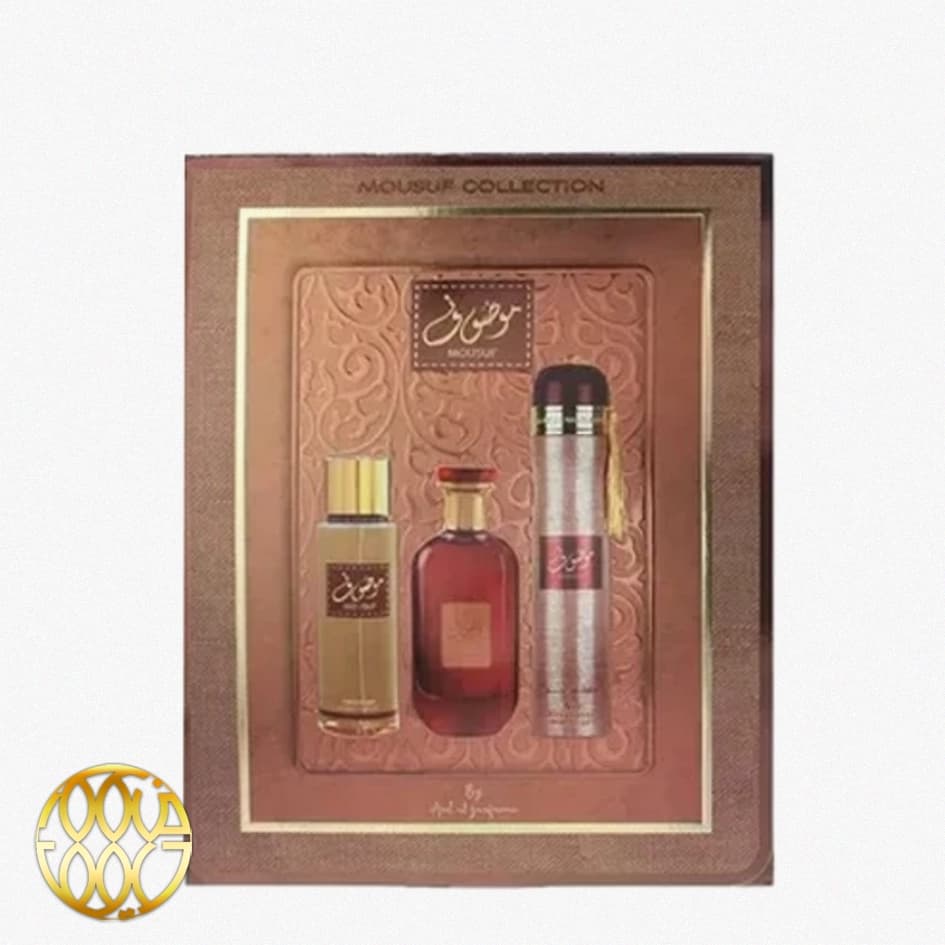 ست ادوپرفیوم یونیسکس ارض الزعفران موصوف قهوه‌ای (Mousuf Brown) ۱۰۰ میل | عطر شرقی گرم و شیرین