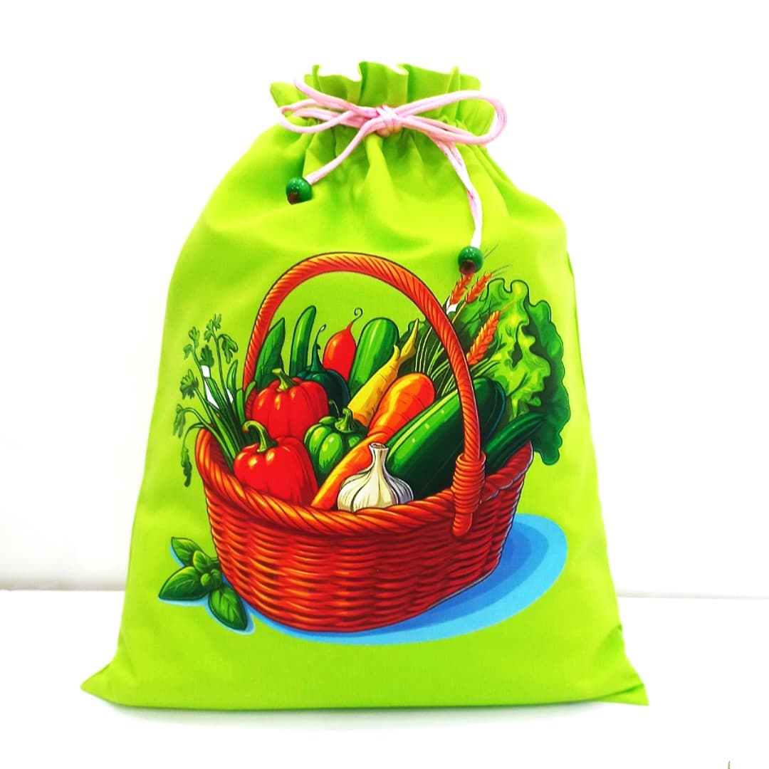 کیسه نگهداری سبزی پارچه ای سه لایه – طرح سبدسبزیجات 3