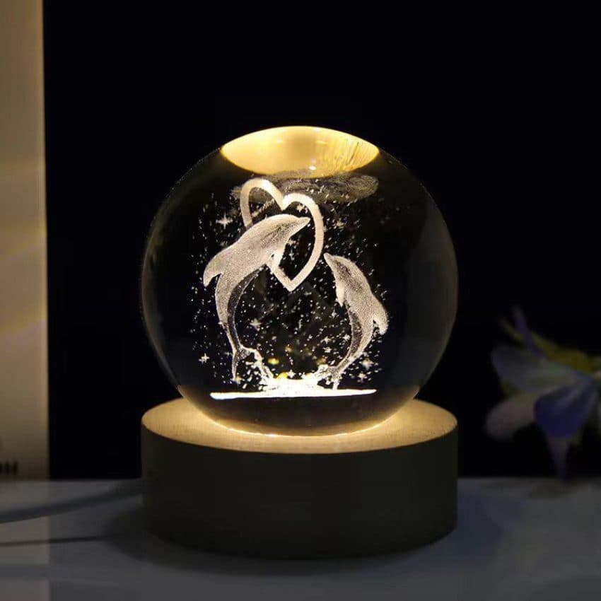 چراغ خواب مدل گوی شیشه ای سه بعدی — تصویر ۲