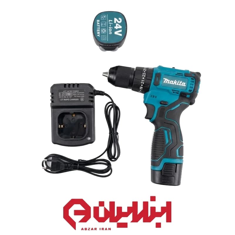 دریل شارژی ۱۳ میلیمتر سه نظام فلزی براشلس ۲۴ ولت طرح ماکیتا — تصویر ۲