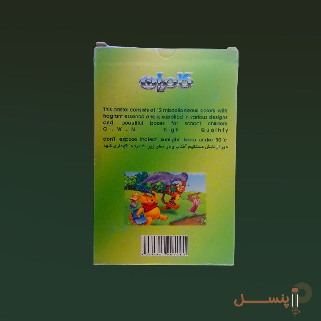 مداد شمعی 12 رنگ جعبه تخت مقوایی — تصویر ۲