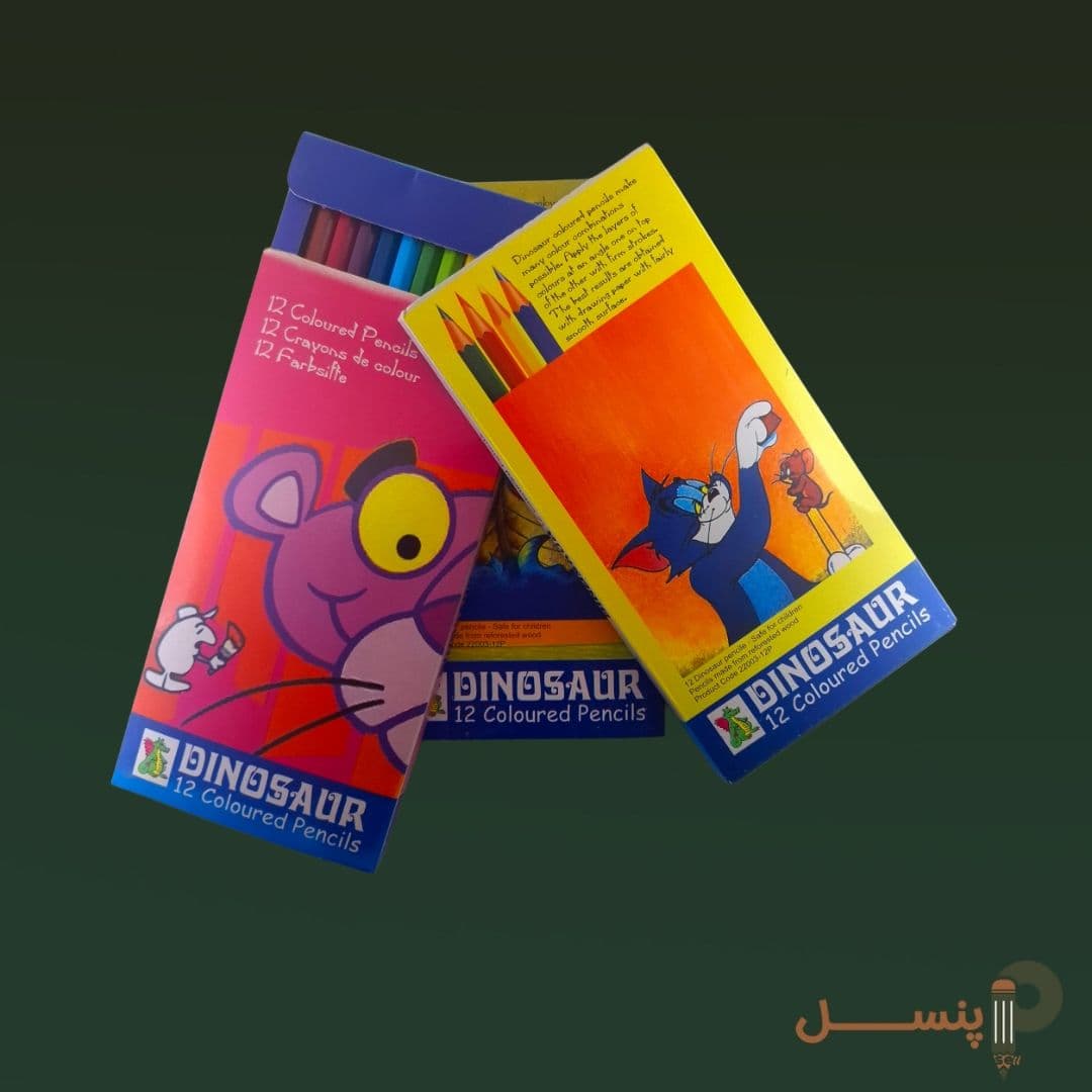 مداد رنگی 12 رنگ تخت مقوایی DINOSAUR — تصویر ۲