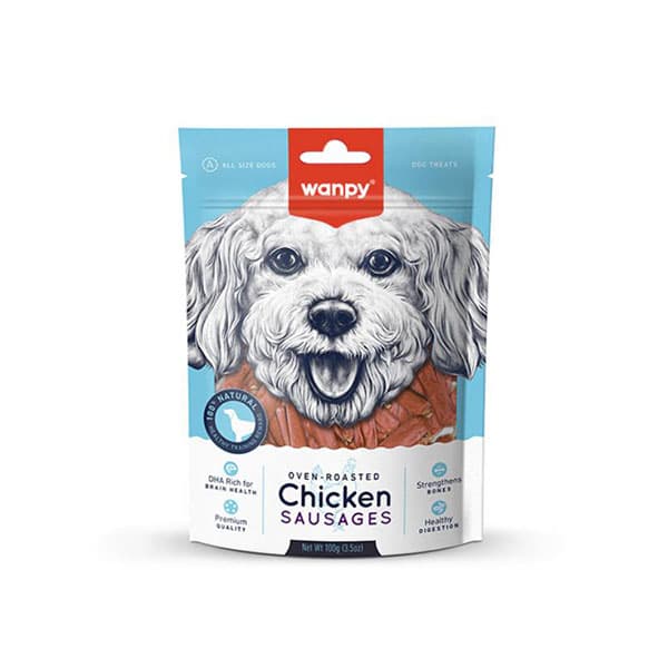 تشویقی سگ ونپی سوسیس مرغ Chicken Sausage وزن 100 گرم انقضا 2028/01