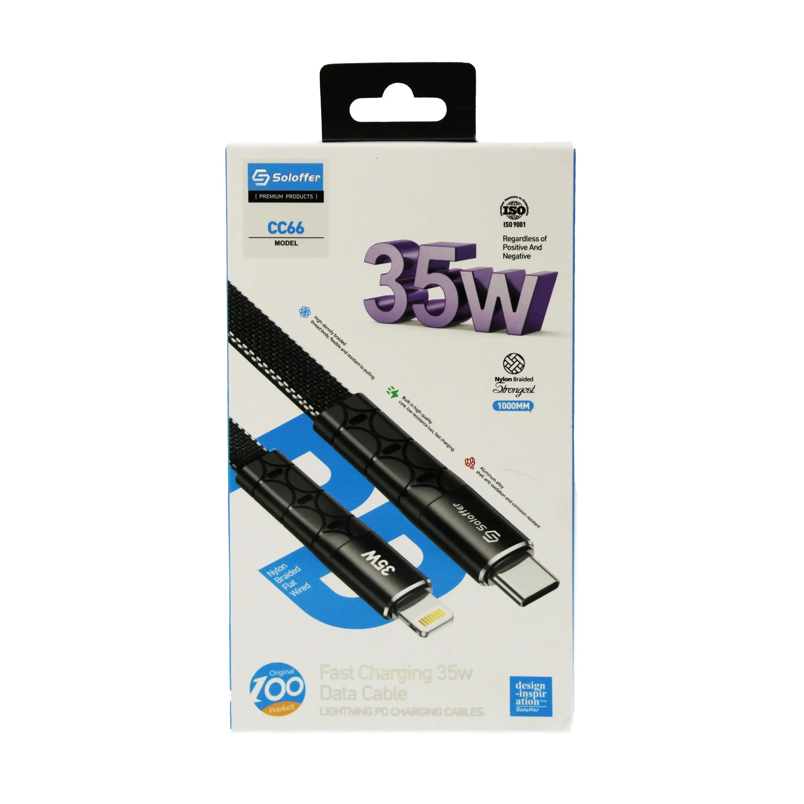 کابل شارژ Soloffer مدل CC-66 تایپ سی به لایتنینگ