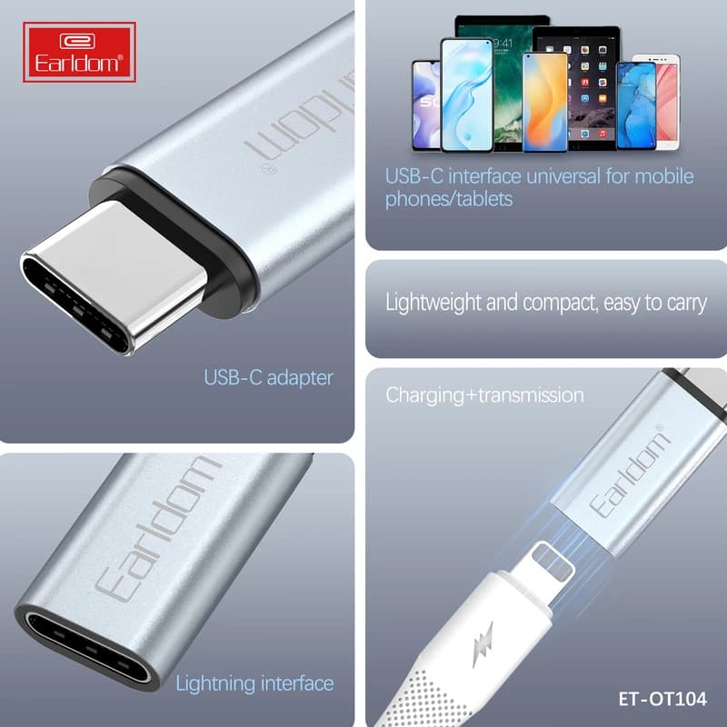 تبدیل لایتنینگ به USB-C ارلدام مدل OT104 60W — تصویر ۳
