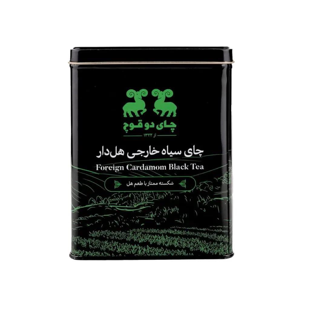 چای ممتاز شکسته‌ی با طعم هل دو قوچ هندوستان قوطی فلزی