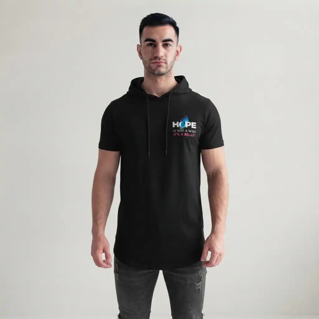 تیشرت کلاهدار نخ پنبه طرح hope