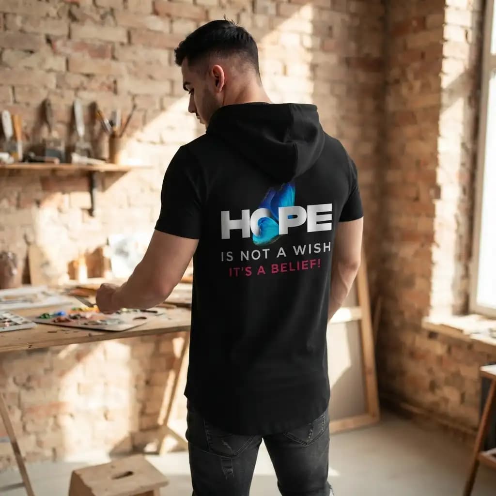 تیشرت کلاهدار نخ پنبه طرح hope — تصویر ۴
