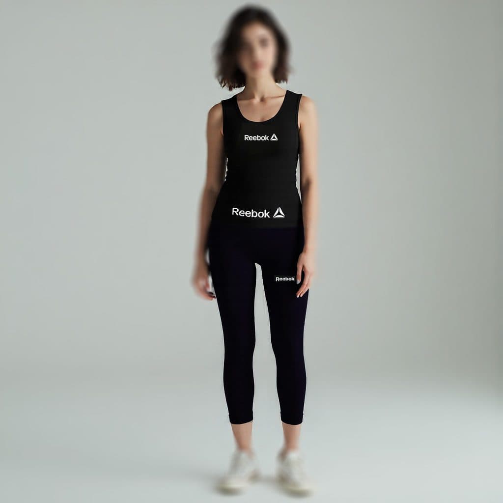 ست ورزشی تاپ و شلوار زنانه reebok مشکی — تصویر ۲