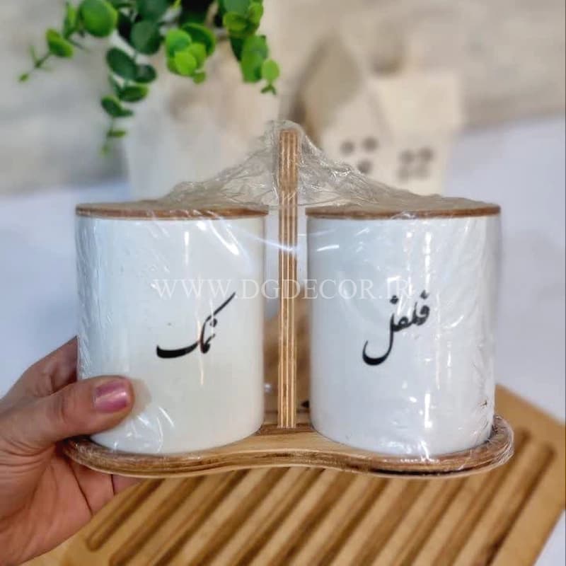 بانکه سرامیکی درب دار و استند دار دوتایی بزرگ — تصویر ۳