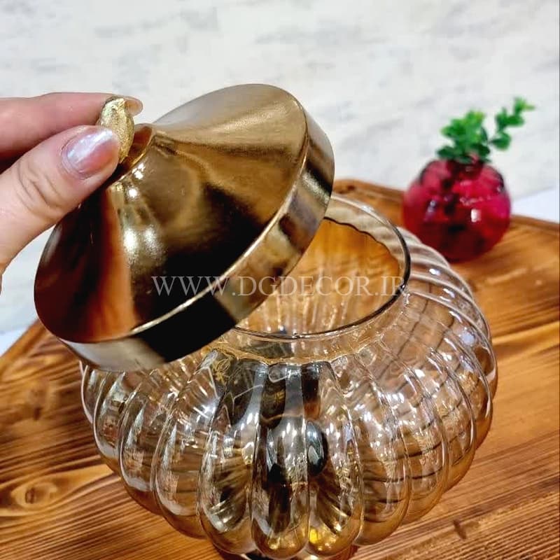 شکلات خوری پایه دار طلایی استیل طرح پرنده بزرگ — تصویر ۴