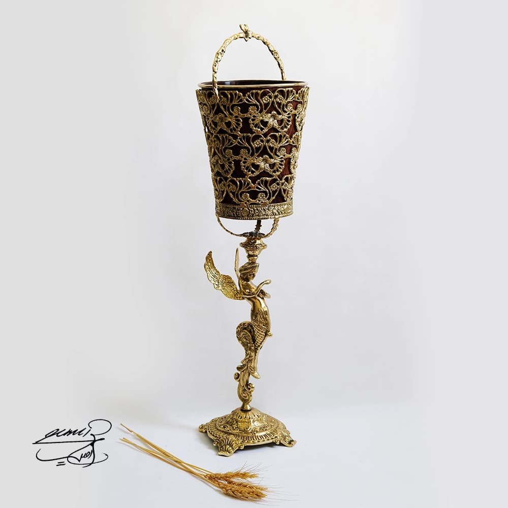 سطل زباله و جای دستمال کاغذی برنزی کد 5401 — تصویر ۴