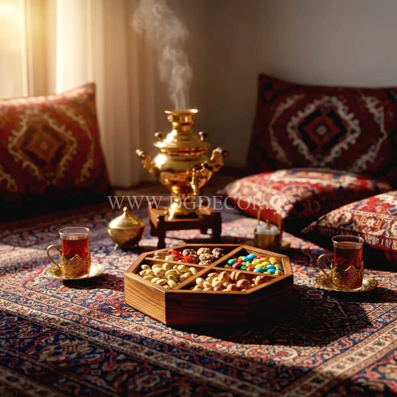 سینی مزه چوبی دکوراتیو چندکاره | میوه‌خوری و سینی پذیرایی — تصویر ۷