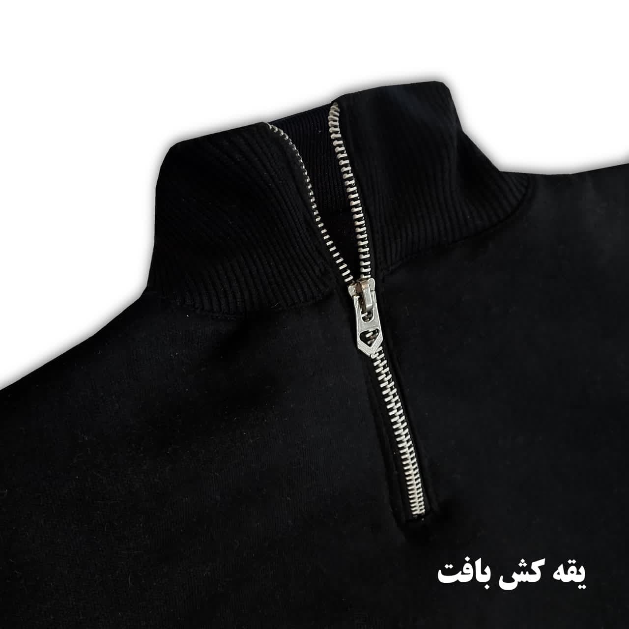 هودی نیم زیپ مشکی مردانه CAT — تصویر ۴