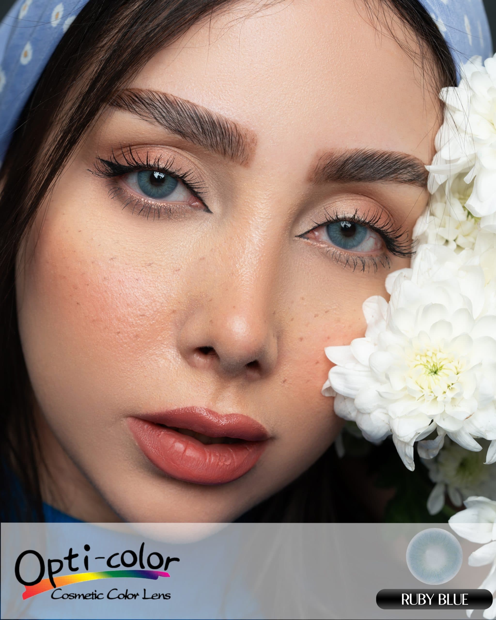 لنز چشم رنگی اُپتی کالر مدل Ruby-Blue؛ آبی جذاب و چشمگیر