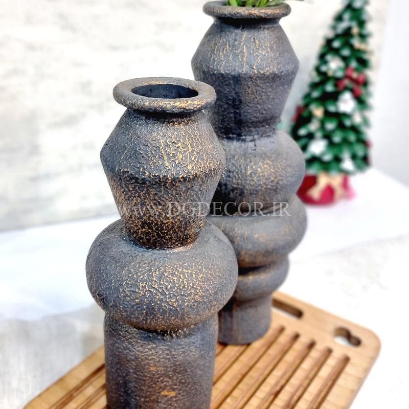 گلدان دکوراتیو دوتایی پله ای بزرگ