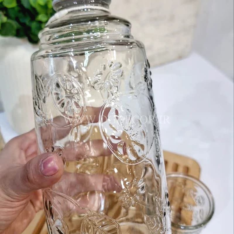 بطری لیوان دار شیشه ای طرح برجسته وارداتی — تصویر ۴
