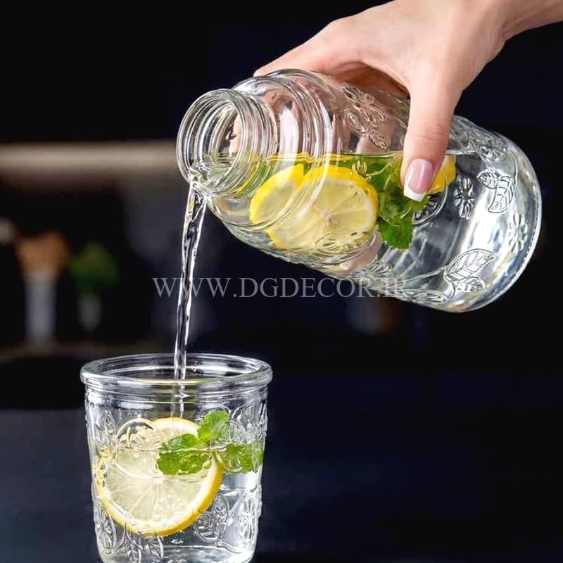 بطری لیوان دار شیشه ای طرح برجسته وارداتی