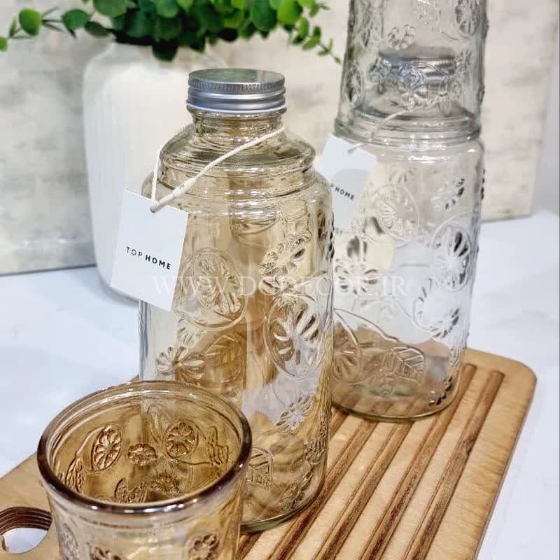 بطری لیوان دار شیشه ای طرح برجسته وارداتی — تصویر ۶