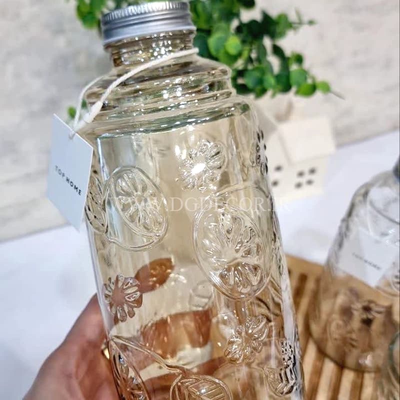 بطری لیوان دار شیشه ای طرح برجسته وارداتی — تصویر ۲