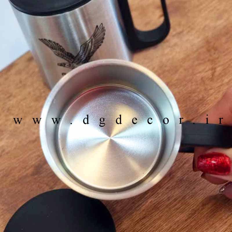 لیوان استیل درب دار و دوجداره یونیک — تصویر ۴