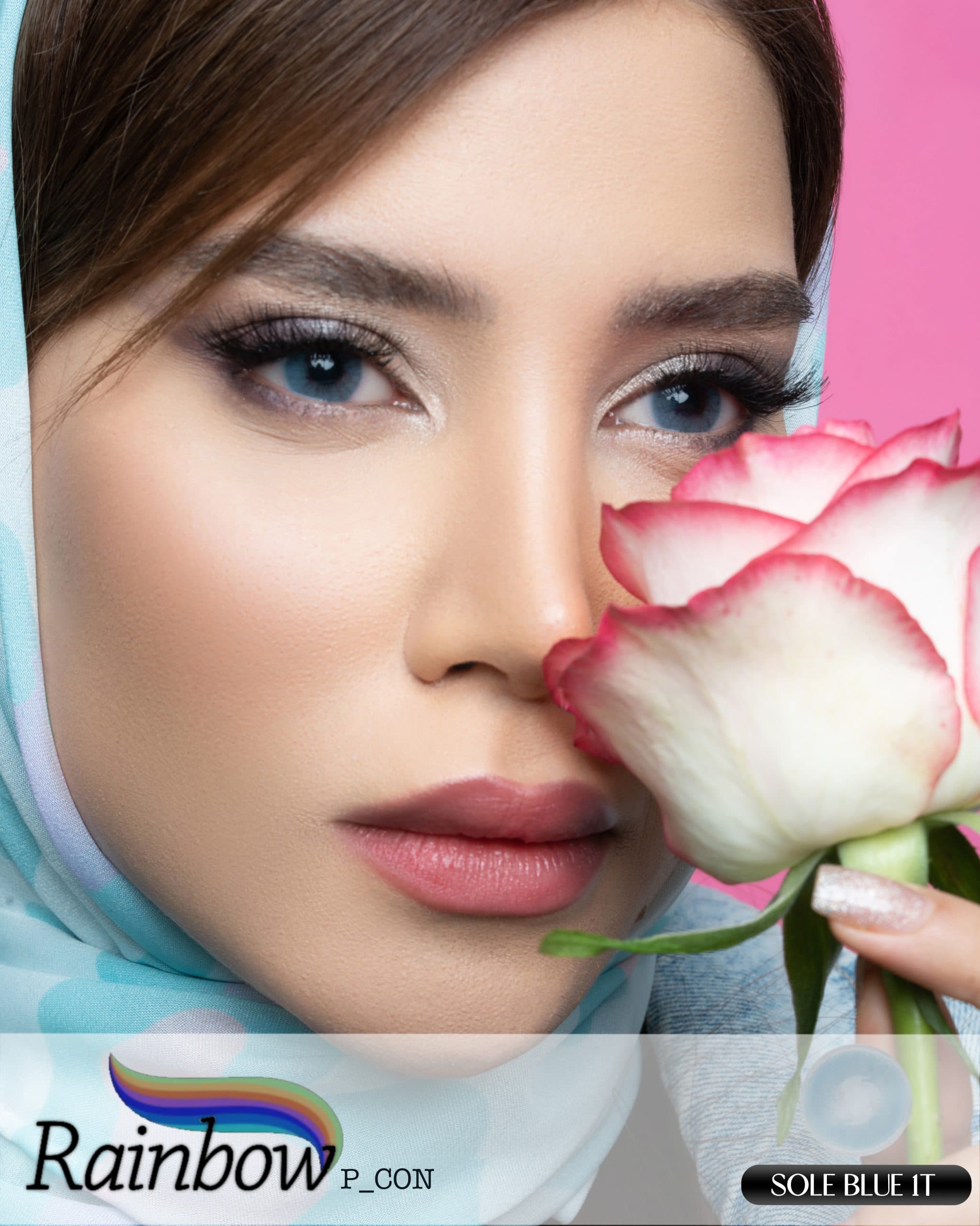 لنز رنگی آبی یخیSole Blue 1T برند رینبو — تصویر ۲