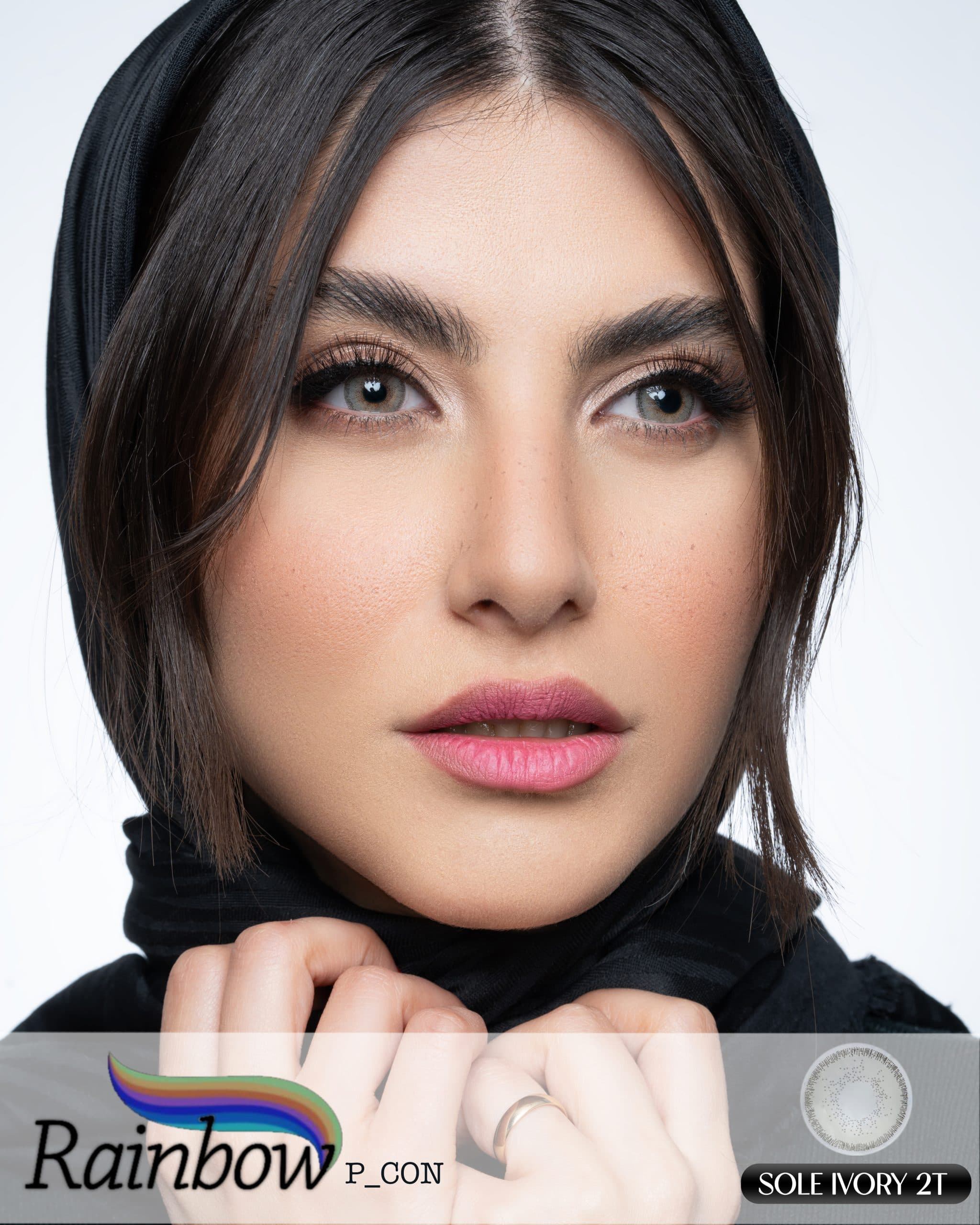 لنز رنگی طوسی روشن یخی دور مشکیSole Ivory 2T — تصویر ۲