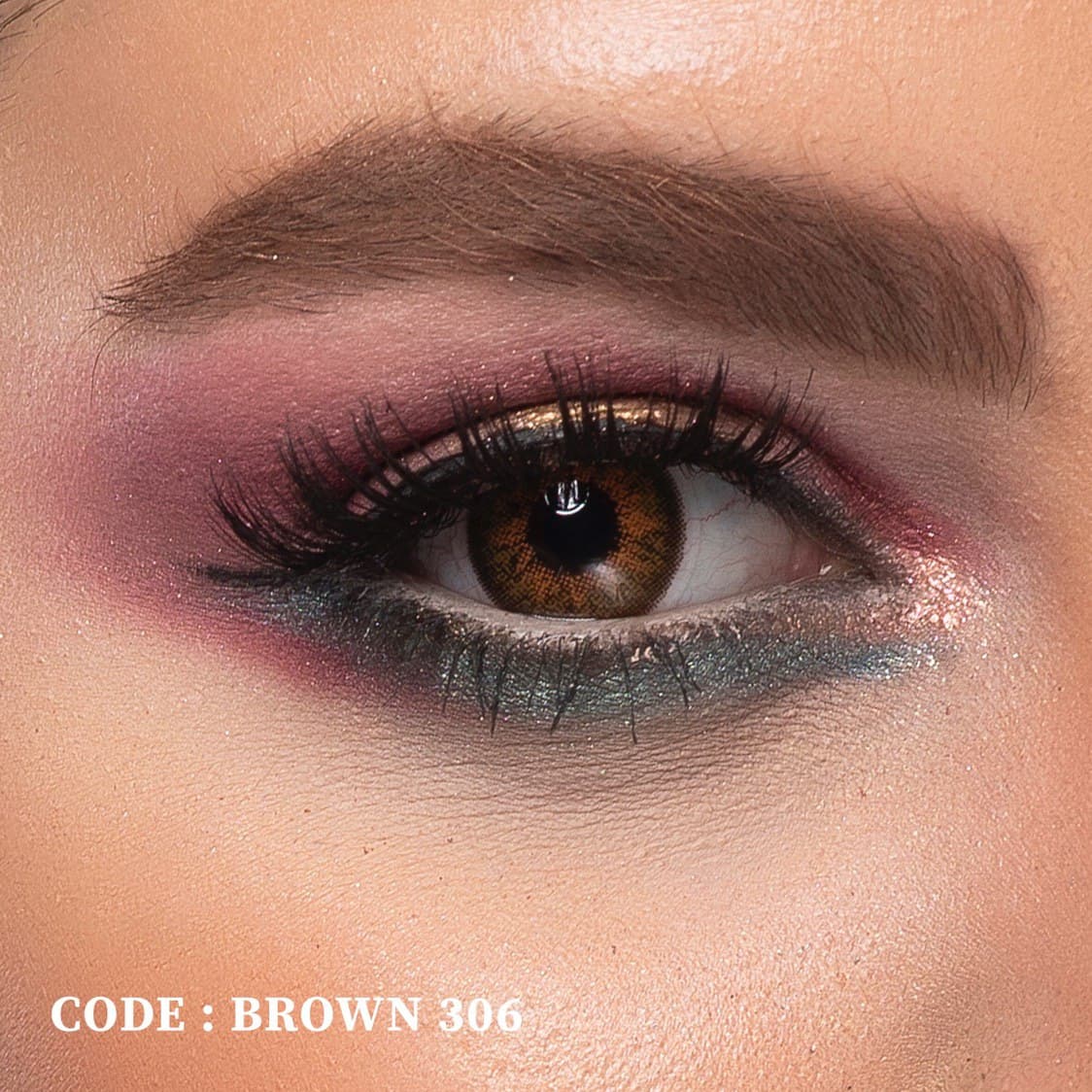 لنز قهوه‌ای با رده‌های عسلی brown 306