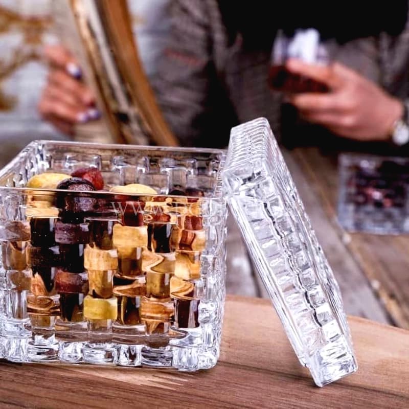 قندان شیشه ای طرح حصیری