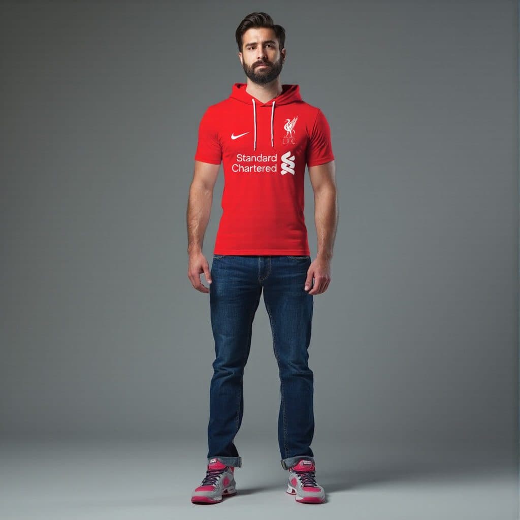 تیشرت مردانه کلاهدار قرمز لیورپول liverpool