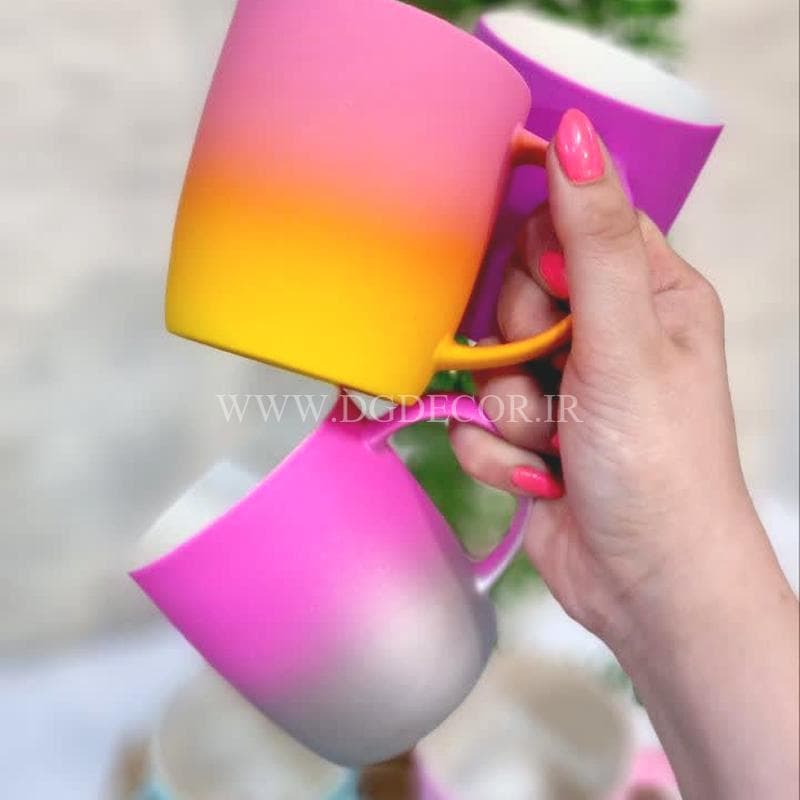 لیوان سرامیکی رنگی وارداتی در رنگ بندی متنوع — تصویر ۴