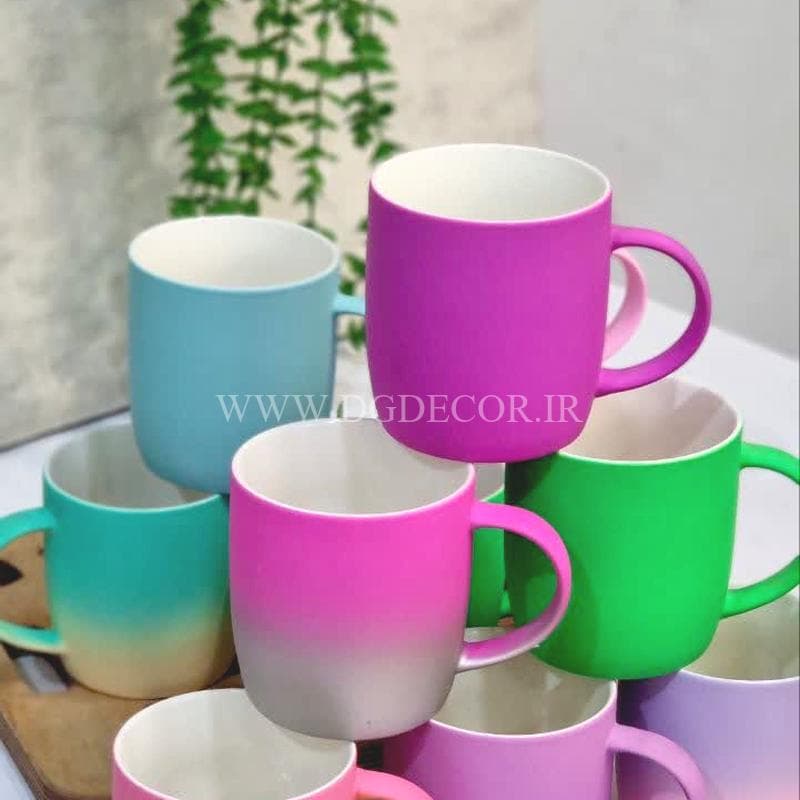 لیوان سرامیکی رنگی وارداتی در رنگ بندی متنوع