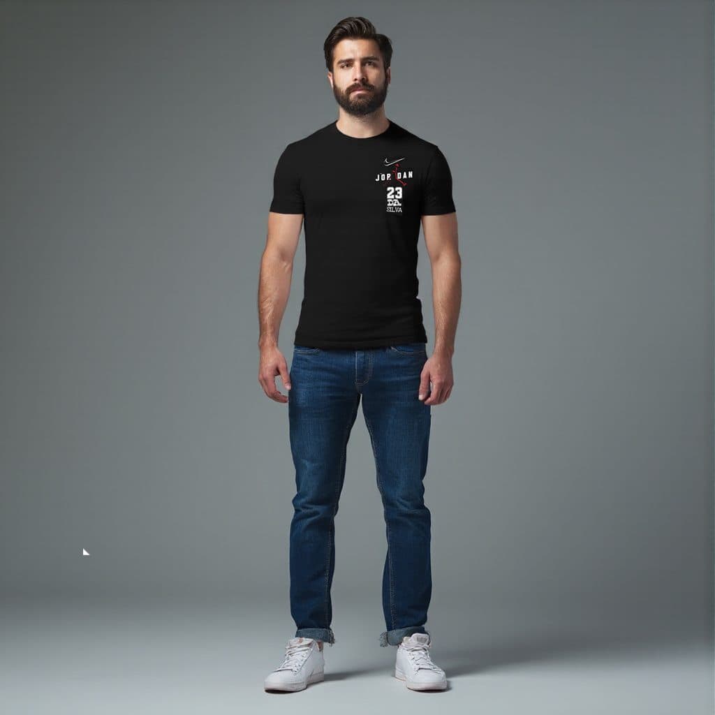 تیشرت مردانه آستین کوتاه یقه گرد مشکی — تصویر ۳