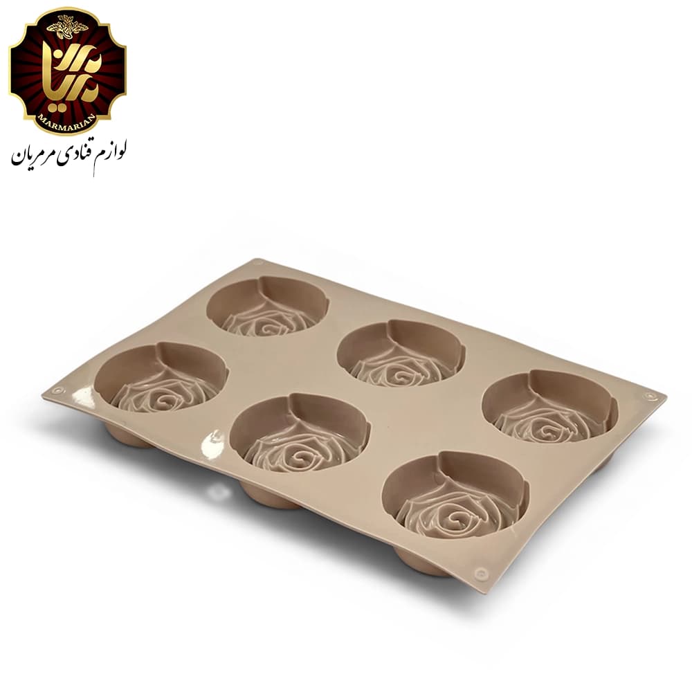 قالب سیلیکون گل رز تخت 6 خانه — تصویر ۲