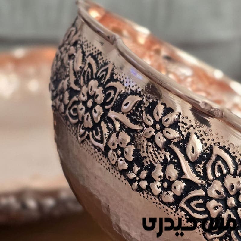 شکلات خوری مسی سه پایه مدل حریر زنجان — تصویر ۲