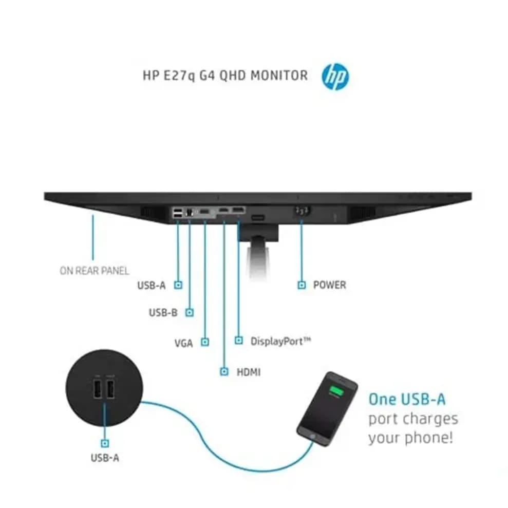 مانیتور اچ پی 27 اینچ استوک 2k مدل HP EliteDisplay E27q G4 — تصویر ۴
