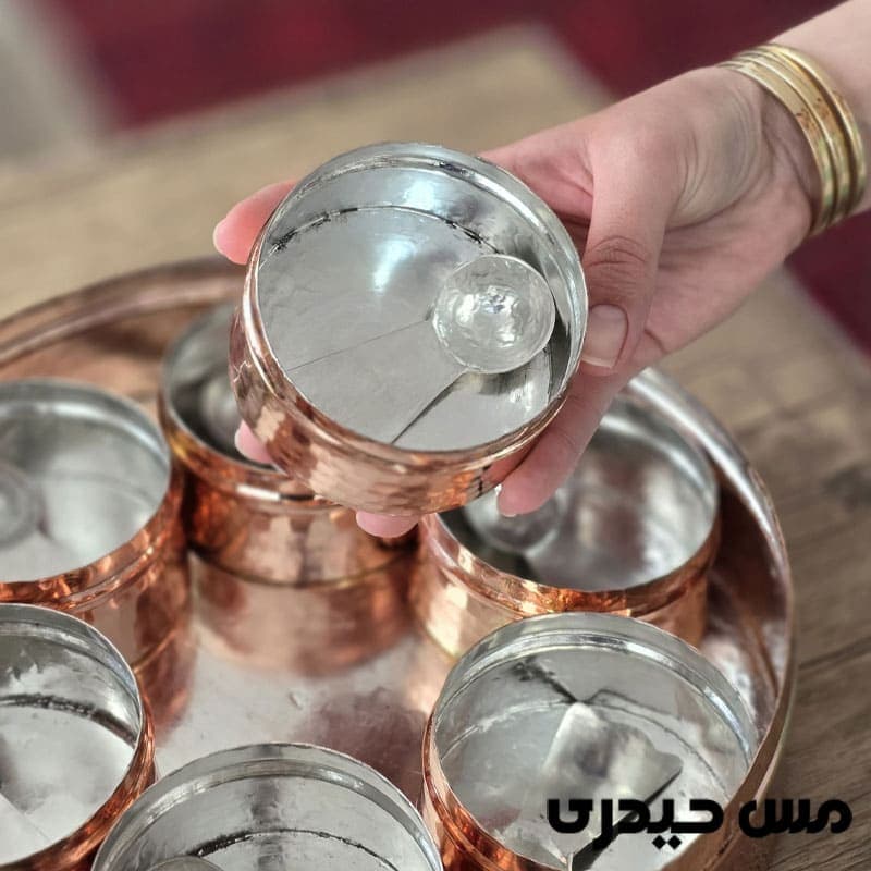 جا ادویه مسی تمام دست ساز چکشی — تصویر ۳
