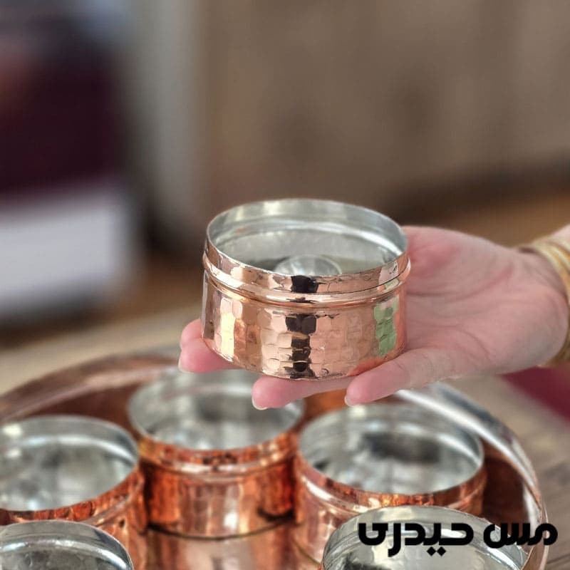 جا ادویه مسی تمام دست ساز چکشی — تصویر ۴